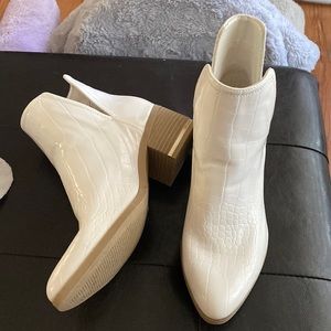 White boot with small heel